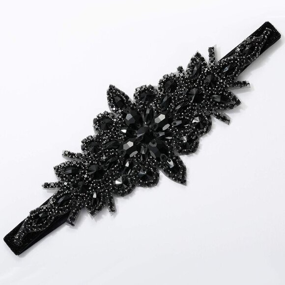 Black Rhinestone Flapper Headband 1920s Gatsby Costume Womens Accessory